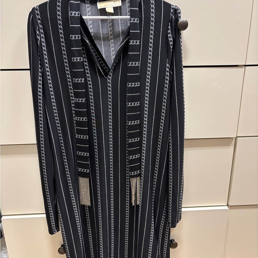Michael Kors Black and Gray Long Sleeve Dress